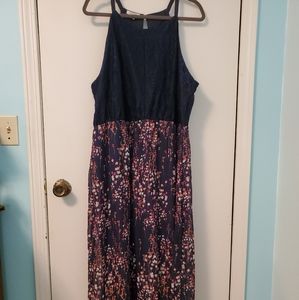 Navy and floral maxi dress